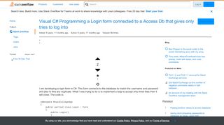 
                            6. Visual C# Programming a Login form connected to a Access Db that ...