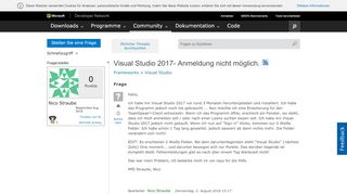 
                            1. Visual Studio 2017- Anmeldung nicht möglich. - MSDN - Microsoft