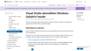 
                            7. Visual Studio abonelikleri Windows Geliştirici hesabı ... - Microsoft Docs