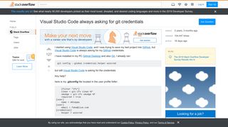 
                            1. Visual Studio Code always asking for git credentials - Stack Overflow