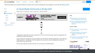 
                            7. Visual Studio Community 2017 is a 30 day trial? - Stack Overflow