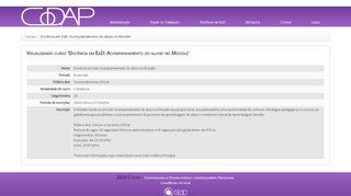 
                            12. Visualizando curso 'Docência em EaD ... - CODAP - UFSCar