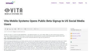
                            5. Vita Mobile Systems Opens Public Beta Signup to US Social Media ...