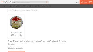 
                            5. Vitacost.com Cash Back - 15 Coupons + 2 Points per $ | MyPoints