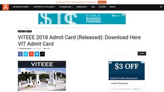 
                            4. VITEEE 2018 Admit Card (Released): Download Here VIT Admit ...