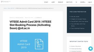 
                            6. VITEEE Admit Card 2019 | Download VITEEE Hall Ticket from vit.ac.in