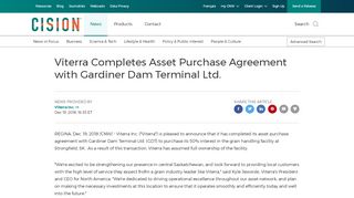 
                            6. Viterra Completes Asset Purchase Agreement with Gardiner Dam ...