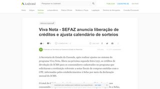 
                            9. Viva Nota - SEFAZ anuncia liberação de créditos e ajusta calendário ...