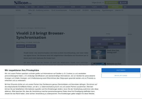 
                            10. Vivaldi 2.0 bringt Browser-Synchronisation - silicon.de