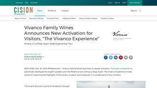 
                            10. Vivanco Family Wines Announces New Activation for Visitors, 