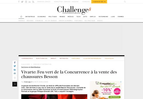 
                            12. Vivarte: Feu vert de la Concurrence à la vente des chaussures Besson ...