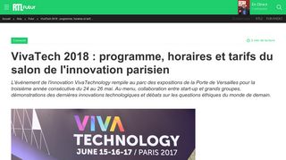 
                            2. VivaTech 2018 : programme, horaires et tarifs du salon de l'innovation ...