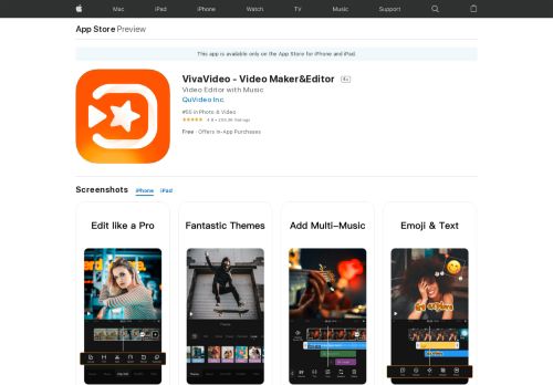 
                            8. VivaVideo - Best Video Editor on the App Store - iTunes - Apple