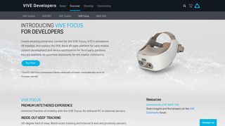 
                            2. VIVE Focus - VIVE™ | Develop for VIVE and Steam VR