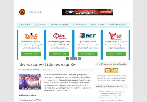 
                            4. Vive Mon Casino – 25 darmowych spinów | FreeKasyno.pl