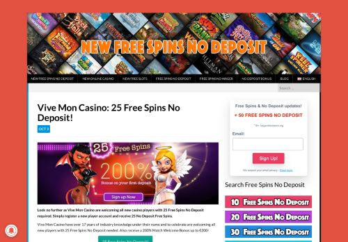 
                            8. Vive Mon Casino: 25 Free Spins No Deposit! - New Free Spins No ...
