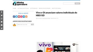 
                            10. Vivo e Oi anunciam valores individuais do HBO GO - Minha Operadora