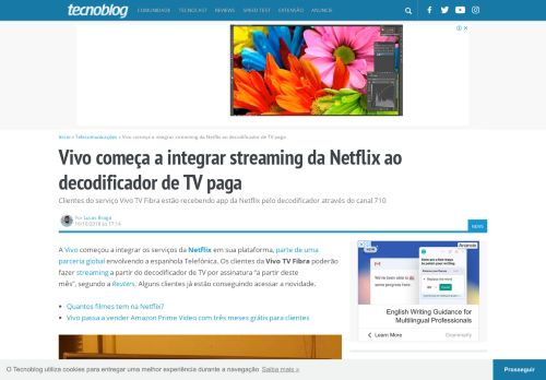 
                            5. Vivo integra streaming da Netflix ao decodificador de TV paga ...