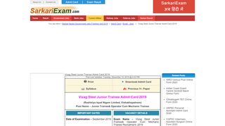 
                            5. Vizag Steel Junior Trainee Re Exam Admit Card 2019 - 2020 @ http ...