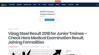 
                            12. Vizag Steel Result 2018 for Junior Trainee – Check Here Medical ...