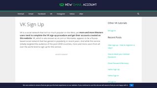 
                            3. VK Sign Up - New Email Account