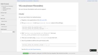 
                            10. VK.com (former Vkontakte) — Python Social Auth documentation