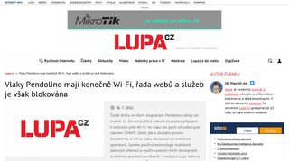 
                            10. Vlaky Pendolino mají konečně Wi-Fi, řada webů a služeb je ... - Lupa.cz