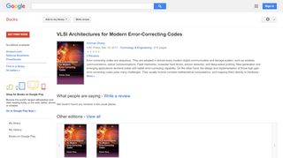 
                            8. VLSI Architectures for Modern Error-Correcting Codes - Google Books Result