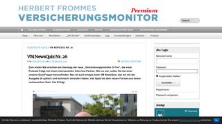 
                            5. VM NewsQuiz Nr. 26 Herbert Frommes Versicherungsmonitor