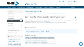 
                            13. VMA - Knowledgebase - Can I login to cPanel directly from my ...