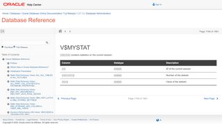 
                            8. V$MYSTAT - Oracle Docs