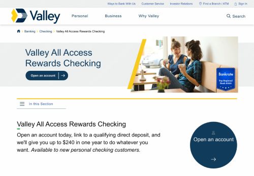 
                            13. VNB® All Access Rewards Checking - Valley National Bank