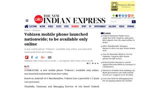 
                            7. Vobizen mobile phone launched nationwide; to be available only ...
