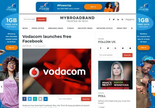 
                            9. Vodacom launches free Facebook - MyBroadband