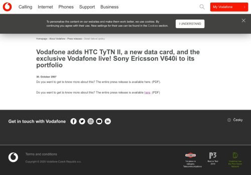 
                            10. Vodafone adds HTC TyTN II, a new data card, and the exclusive ...