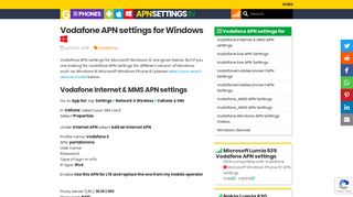 
                            10. Vodafone APN settings for Windows - APN Settings India