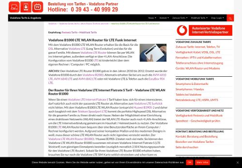 
                            9. Vodafone B1000 LTE WLAN Router für LTE Funk Internet