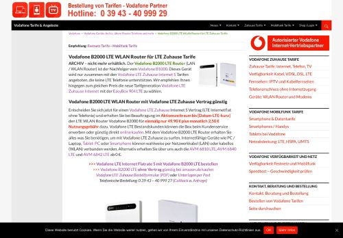 
                            9. Vodafone B2000 LTE WLAN Router für LTE Zuhause Tarife