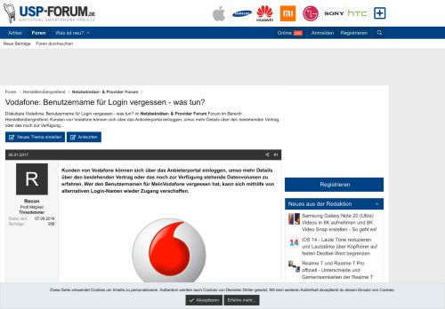 
                            4. Vodafone: Benutzername für Login vergessen - was tun? - USP-Forum.de