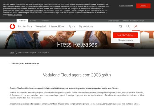 
                            3. Vodafone Cloud agora com 20GB grátis - Vodafone Portugal