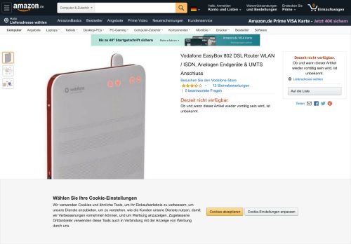 
                            13. Vodafone EasyBox 802 DSL Router WLAN: Amazon.de: Computer ...