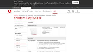 
                            2. Vodafone EasyBox 804 - Firmware-Updates & Support für das Modem