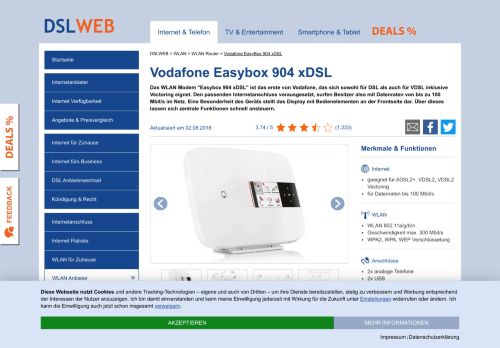 
                            11. Vodafone EasyBox 904 xDSL: Funktionen, Technische ...