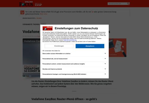 
                            12. Vodafone EasyBox: Router-Menü öffnen - so geht's | FOCUS.de