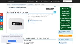 
                            13. Vodafone Mobile Wi-Fi R208 Default Password & Login, Manuals and ...