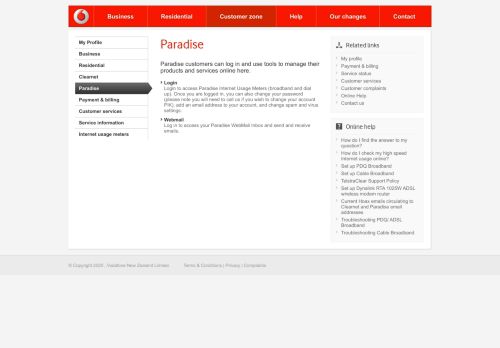 
                            3. Vodafone New Zealand - Customer Zone: Paradise