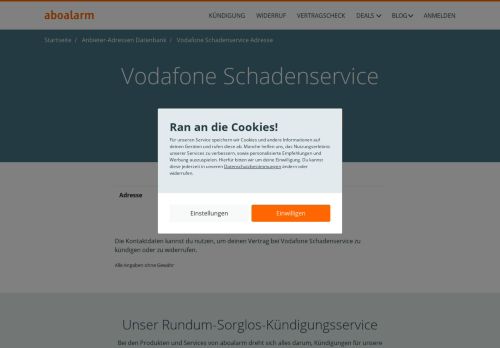 
                            6. Vodafone Schadenservice Anschrift und Kontaktdaten - Aboalarm