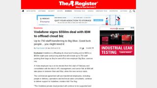 
                            6. Vodafone signs $550m deal with IBM to offload cloud biz • The ...