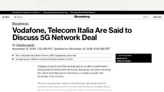 
                            6. Vodafone, Telecom Italia Are Said to Discuss 5G Network Deal ...
