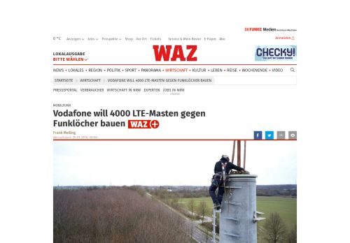 
                            11. Vodafone will 4000 LTE-Masten gegen Funklöcher bauen | waz.de ...